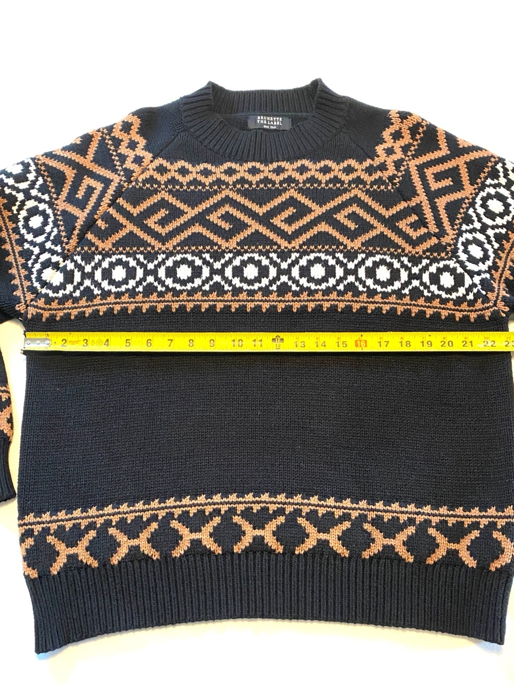 Brunette the Label Fair Isle Knit Sweater Black Brown Oversized XS/S - Picture 7 of 11